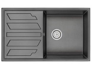 Мойка кухонная Granula 8601, 860х500х200мм, ЧЁРНЫЙ, искусственный камень, в комплекте