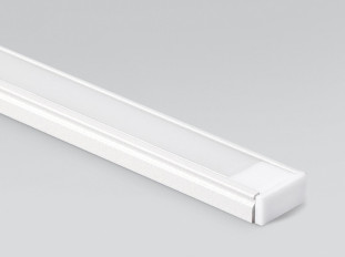 Профиль накладной алюминиевый для светодиодной ленты 3528/5050 белый матовый комплекте с мат. экраном, заглушками и крепежем, 14.5х6х2000 мм SP261W