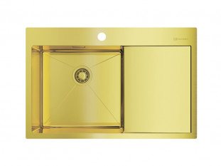Мойка Omoikiri Akisame 78-LG-L  780х510х200мм, выпуск 3 1/2, нержавеющая сталь/светлое золото, в комплекте
