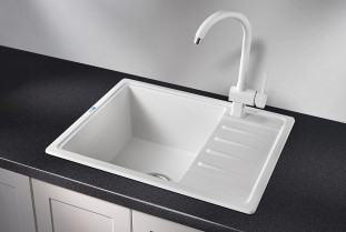 Мойка кухонная Granula 5803, 580x500х200мм, БЕЛЫЙ, искусственный камень, без сливной арматуры