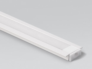 Профиль врезной алюминиевый для светодиодной ленты 3528/5050 белый матовый в комплекте с матовым экраном и заглушками 22х6х2000 мм.	SP251W 